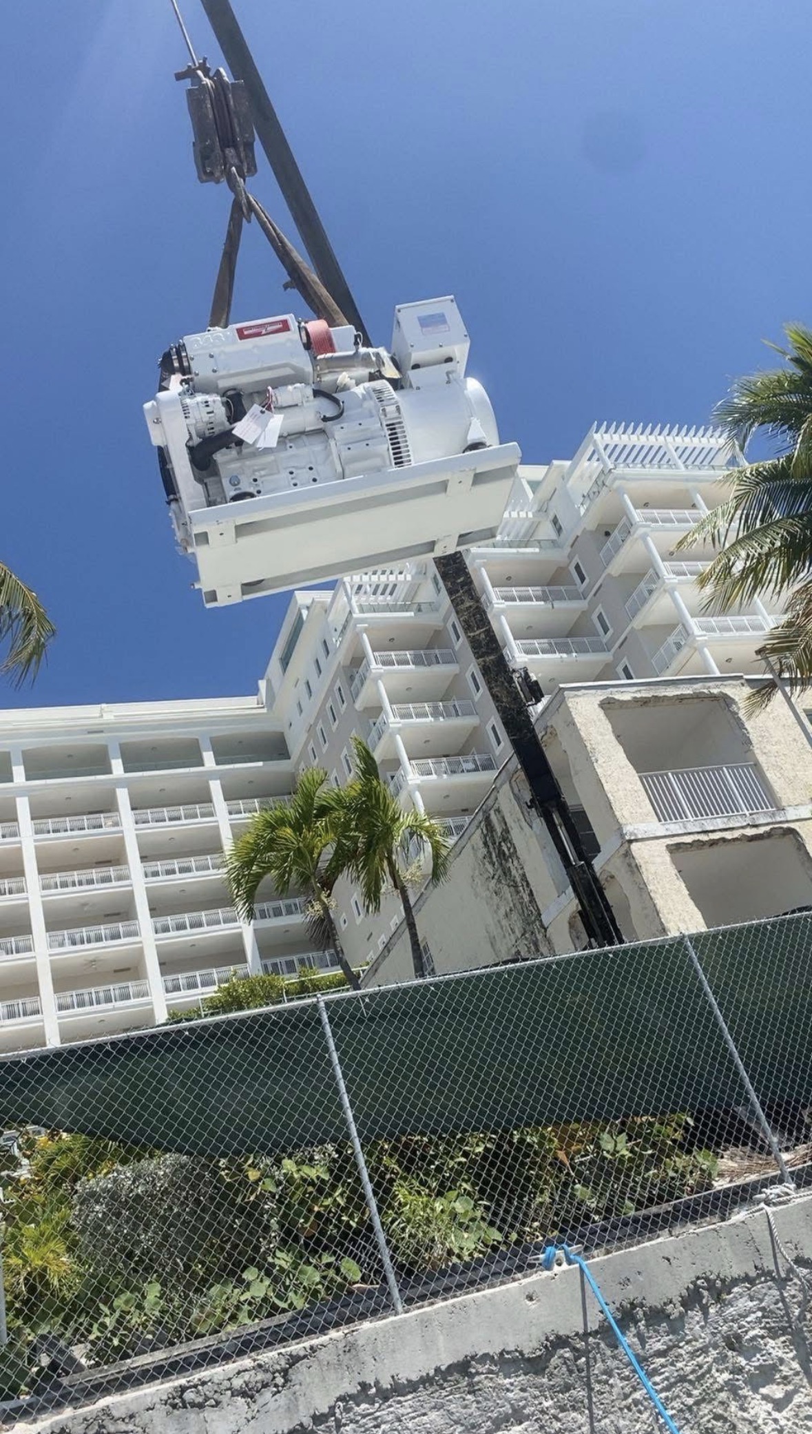 Marine equipment being handled with a crane
